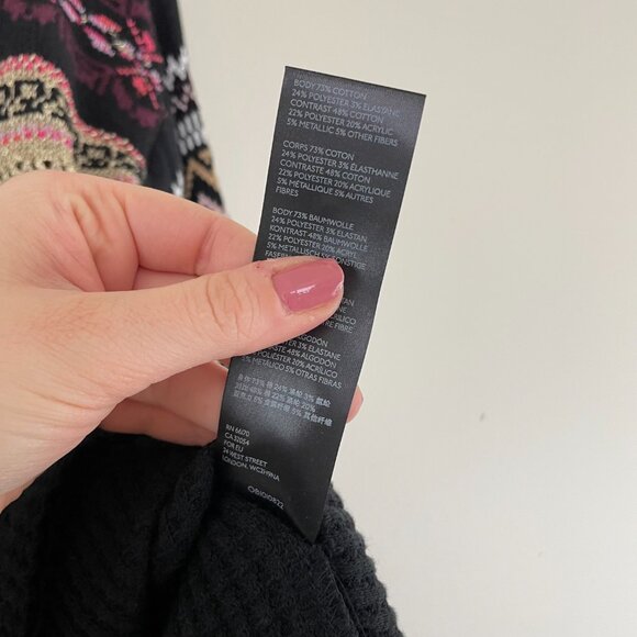 Free People Cozy Cottage Knit Tunic Sweater in Black Combo Size Small - Picture 4 of 7